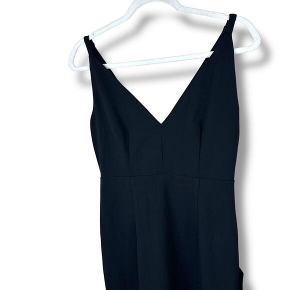 Lulus NWT Melora Black Crepe Bodycon Mermaid Sleeveless Flared Maxi Dress Medium - Picture 5 of 10